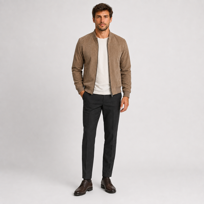 Men's Suede Bomber Jacket – Lightweight Smart Casual