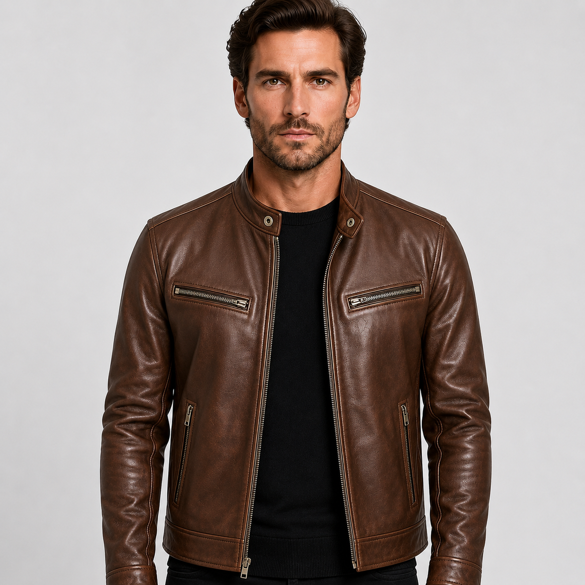 Men's Leather Jacket – Vintage Style Casual Outerwear