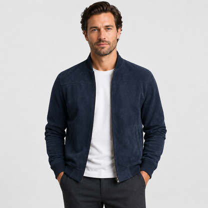 Men's Suede Bomber Jacket – Lightweight Smart Casual