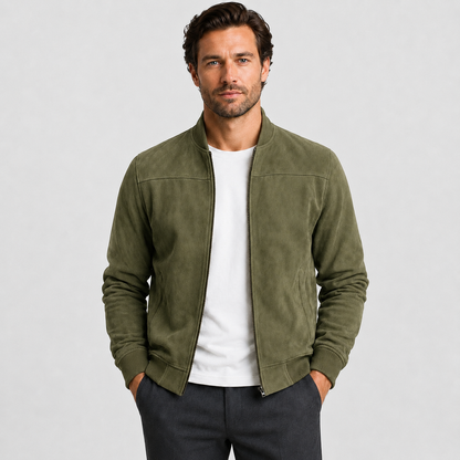 Men's Suede Bomber Jacket – Lightweight Smart Casual