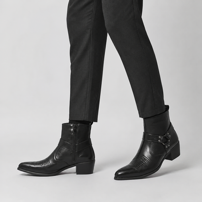 Men's Leather Harness Ankle Boots