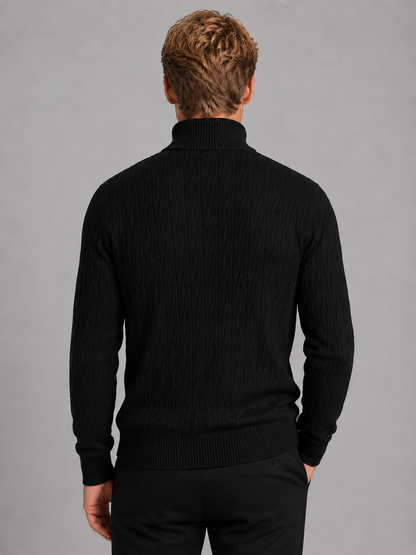 Men's Textured Quarter Zip Jumper – Funnel Neck Knit Sweater