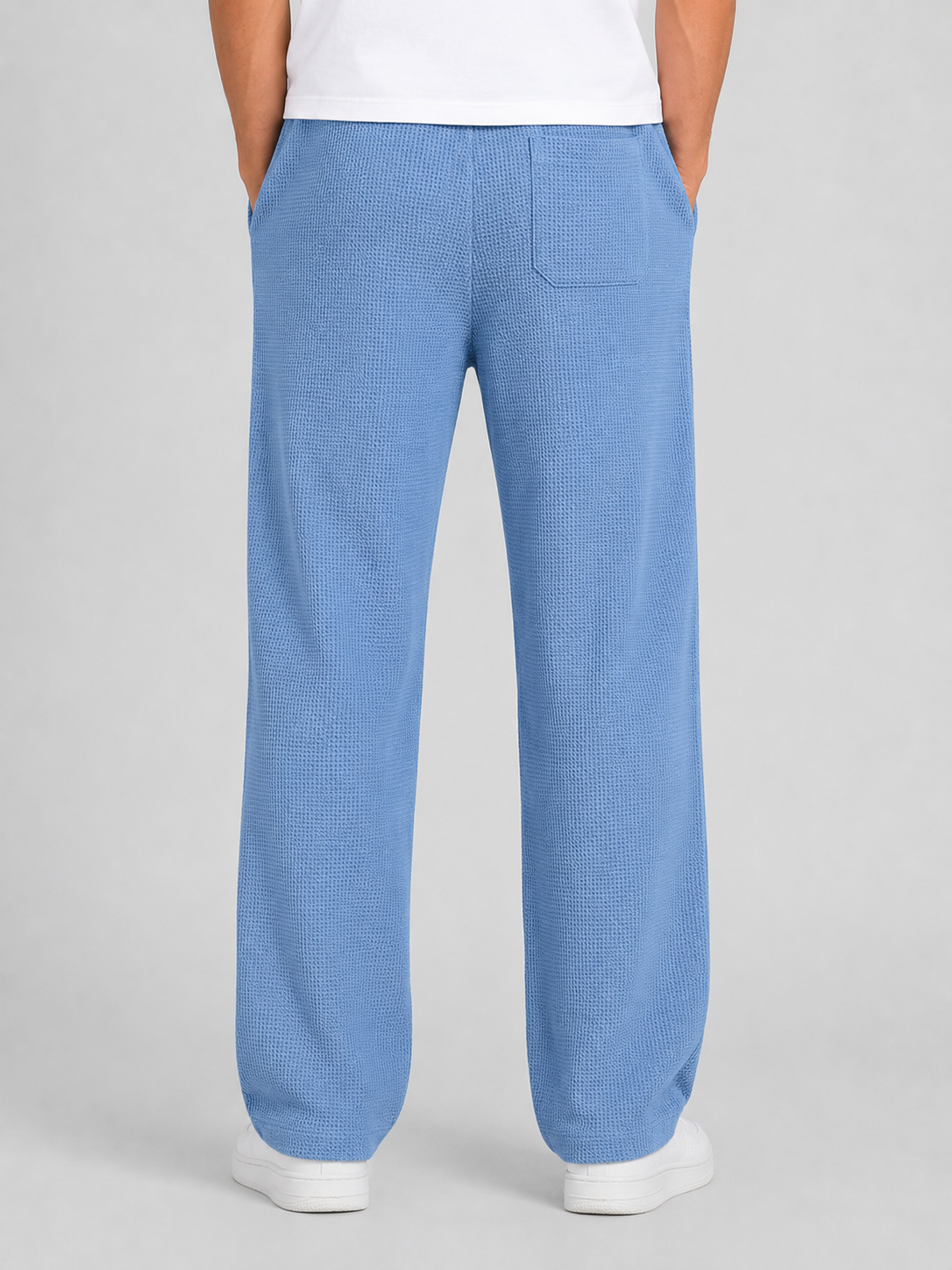 Men's Waffle Knit Drawstring Trousers – Relaxed Casual Lounge Fit