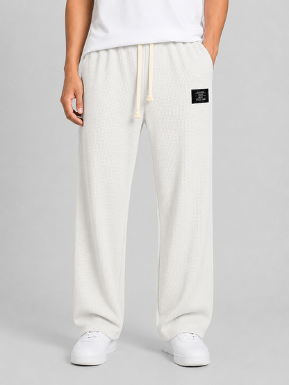 Men's Waffle Knit Drawstring Trousers – Relaxed Casual Lounge Fit