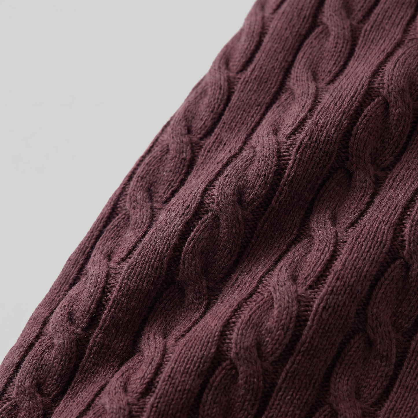 Men's Cable Knit Wool Crew Neck Sweater