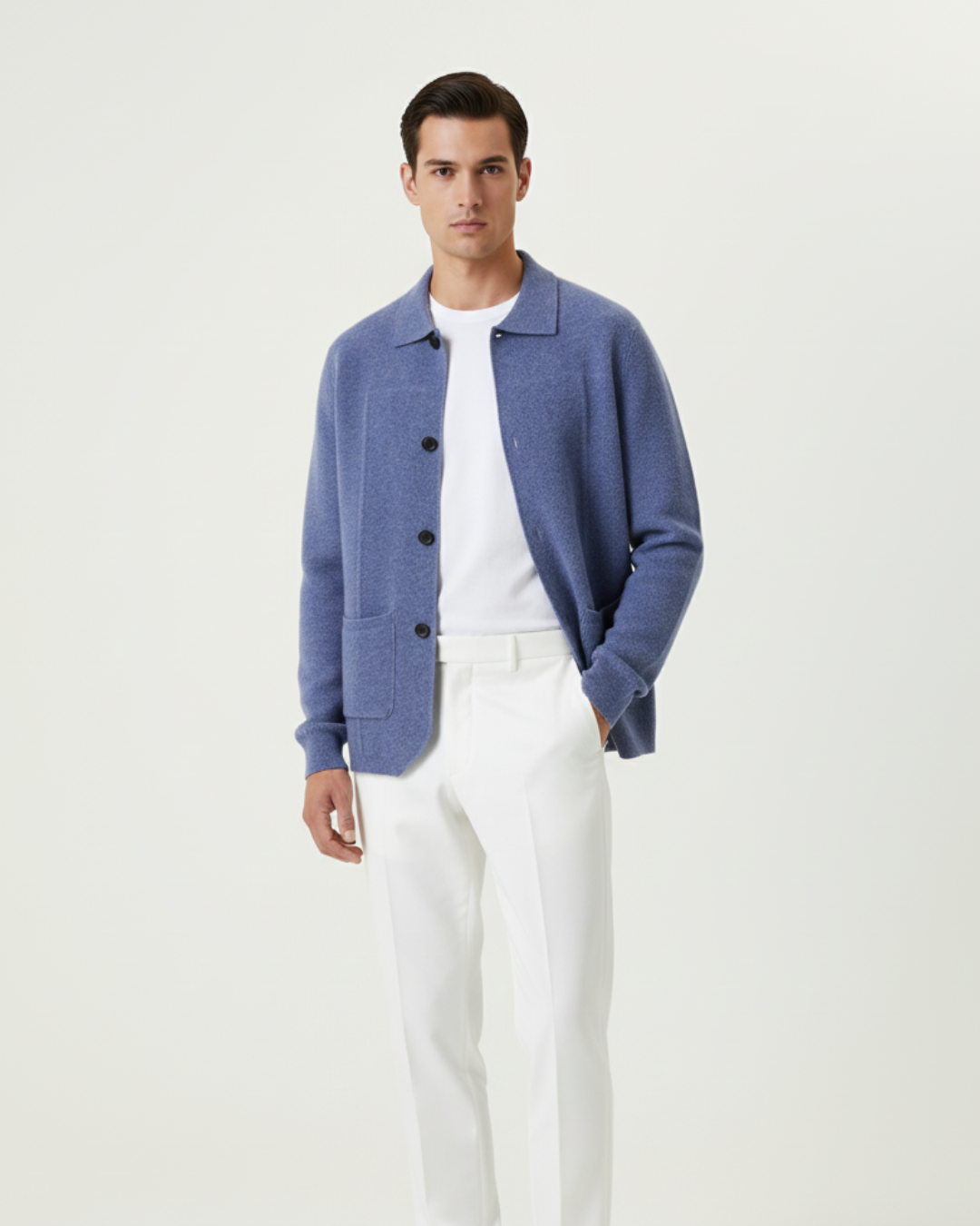 100% CASHMERE BUTTON OVERSHIRT