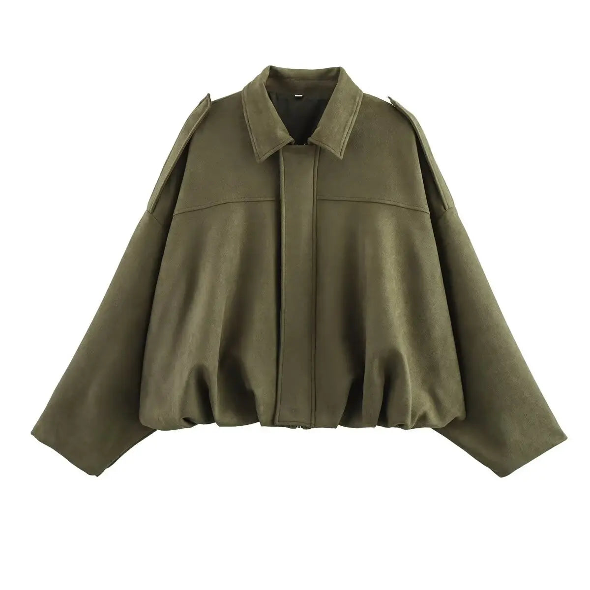 TFMLN Vrouwen Suede Bomberjack Lente Nieuwe Mode Lange Mouw Rits Oversize Effen Bomberjas Chic Lady 2025, Streetwear