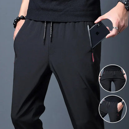 Heren casual broek recht slim fit elastische taille jogger Koreaans klassiek blauw zwart grijs mannelijke merkbroek plus maat