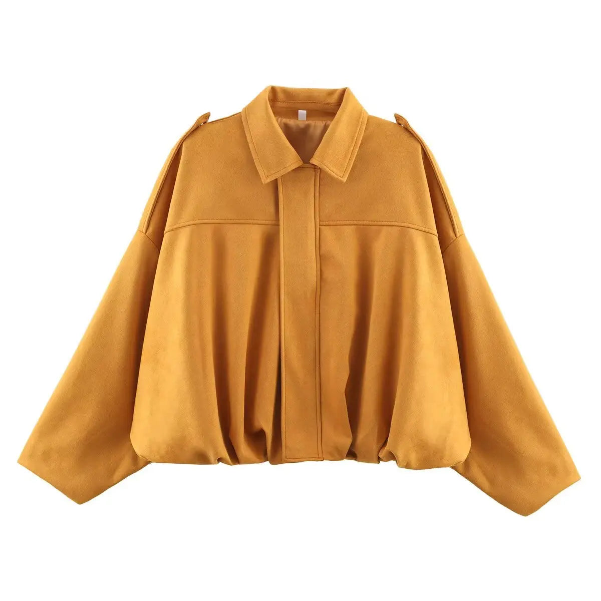 TFMLN Vrouwen Suede Bomberjack Lente Nieuwe Mode Lange Mouw Rits Oversize Effen Bomberjas Chic Lady 2025, Streetwear