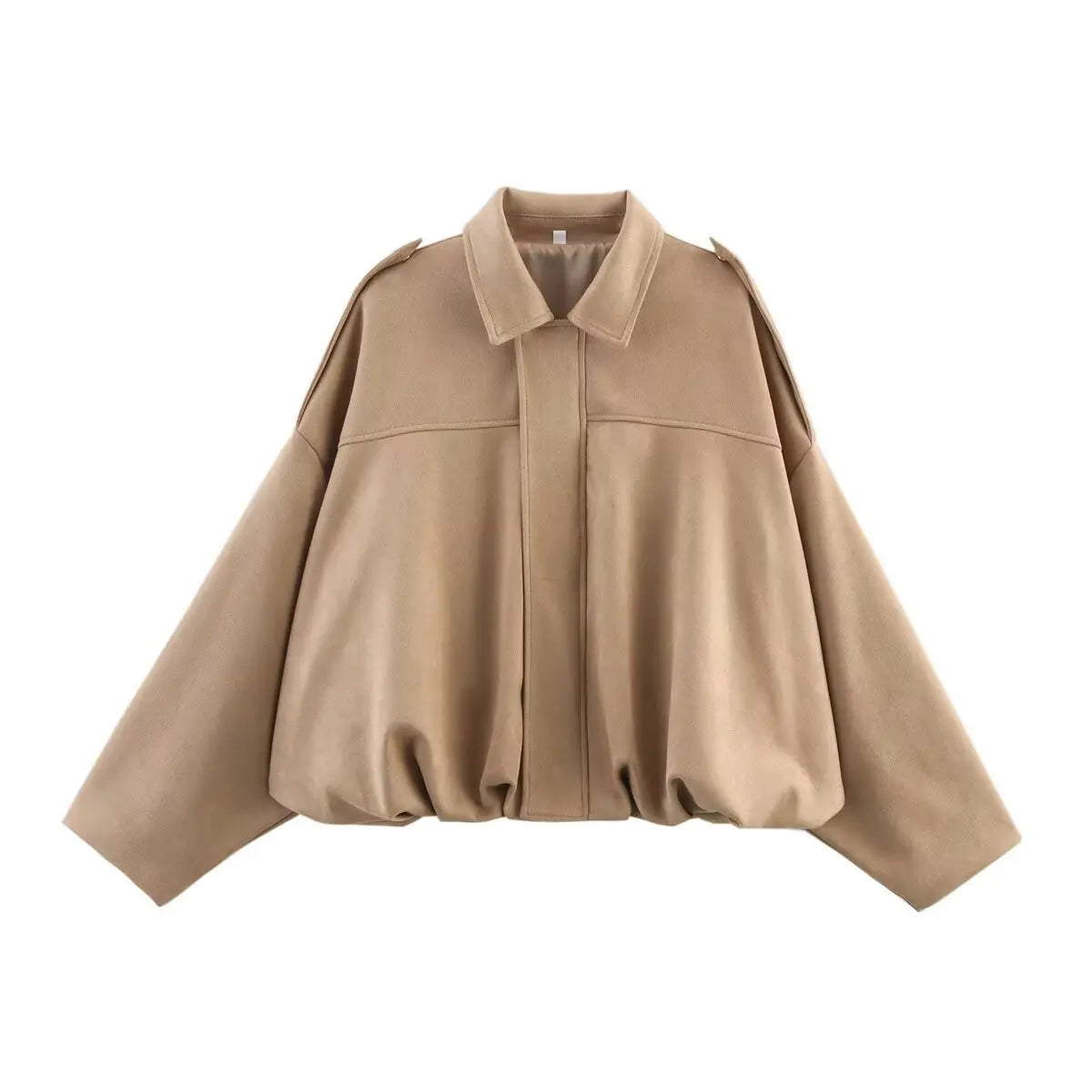 TFMLN Vrouwen Suede Bomberjack Lente Nieuwe Mode Lange Mouw Rits Oversize Effen Bomberjas Chic Lady 2025, Streetwear