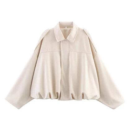 TFMLN Vrouwen Suede Bomberjack Lente Nieuwe Mode Lange Mouw Rits Oversize Effen Bomberjas Chic Lady 2025, Streetwear