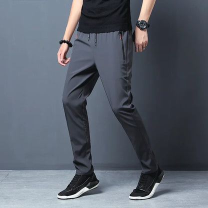 Heren casual broek recht slim fit elastische taille jogger Koreaans klassiek blauw zwart grijs mannelijke merkbroek plus maat