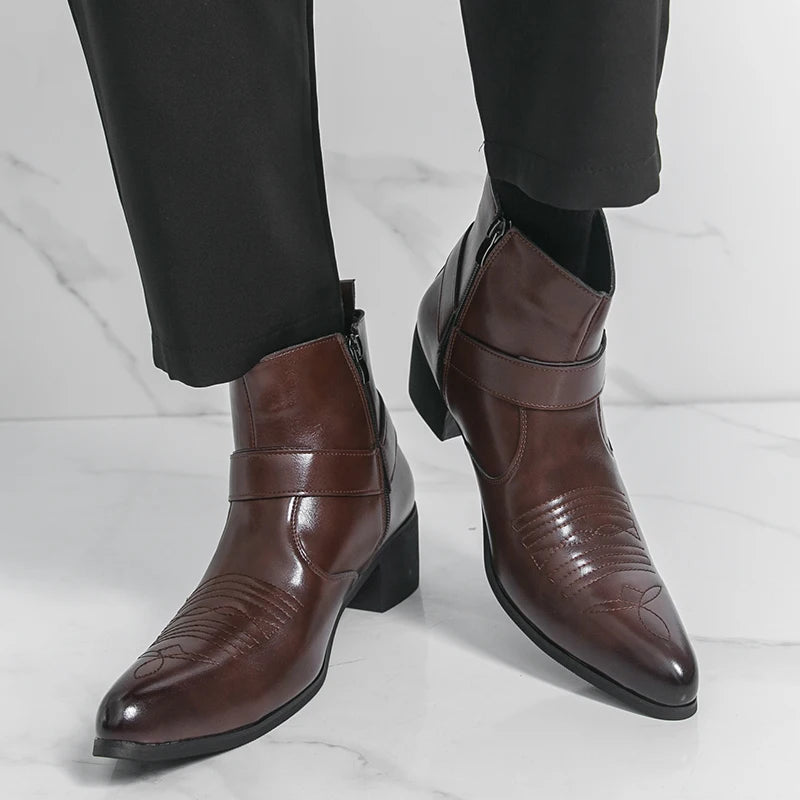 Winter mannelijke schoenen Hoge kwaliteit herenlaarzen Stijlvolle mannelijke schoenen Hoge hakken Herenlaarzen