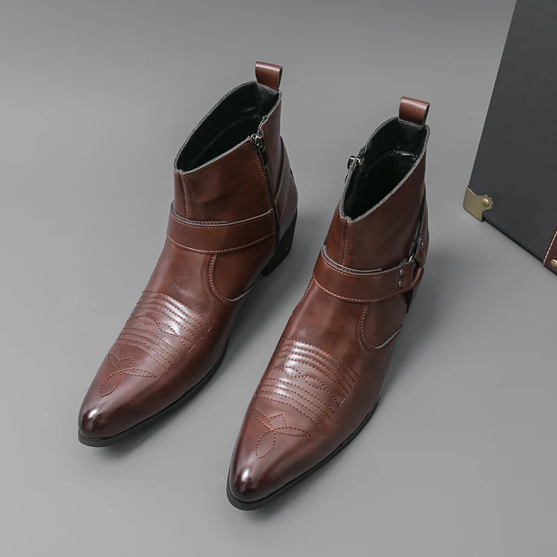 Winter mannelijke schoenen Hoge kwaliteit herenlaarzen Stijlvolle mannelijke schoenen Hoge hakken Herenlaarzen