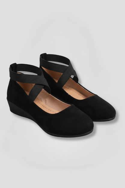 Women's Slip-On Flat Shoes – Elastic Strap Detail