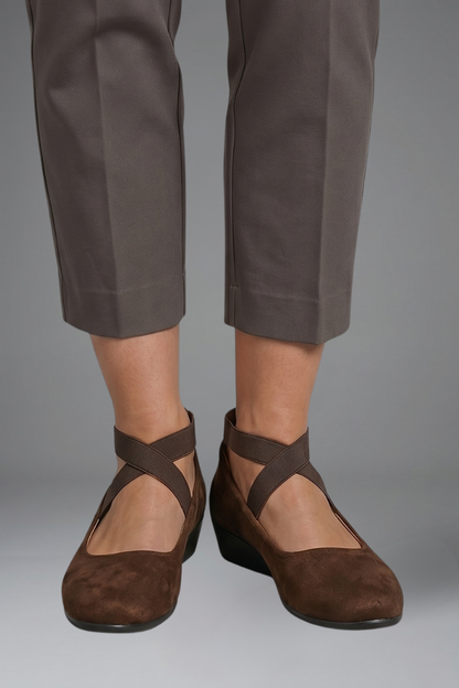 Women's Slip-On Flat Shoes – Elastic Strap Detail