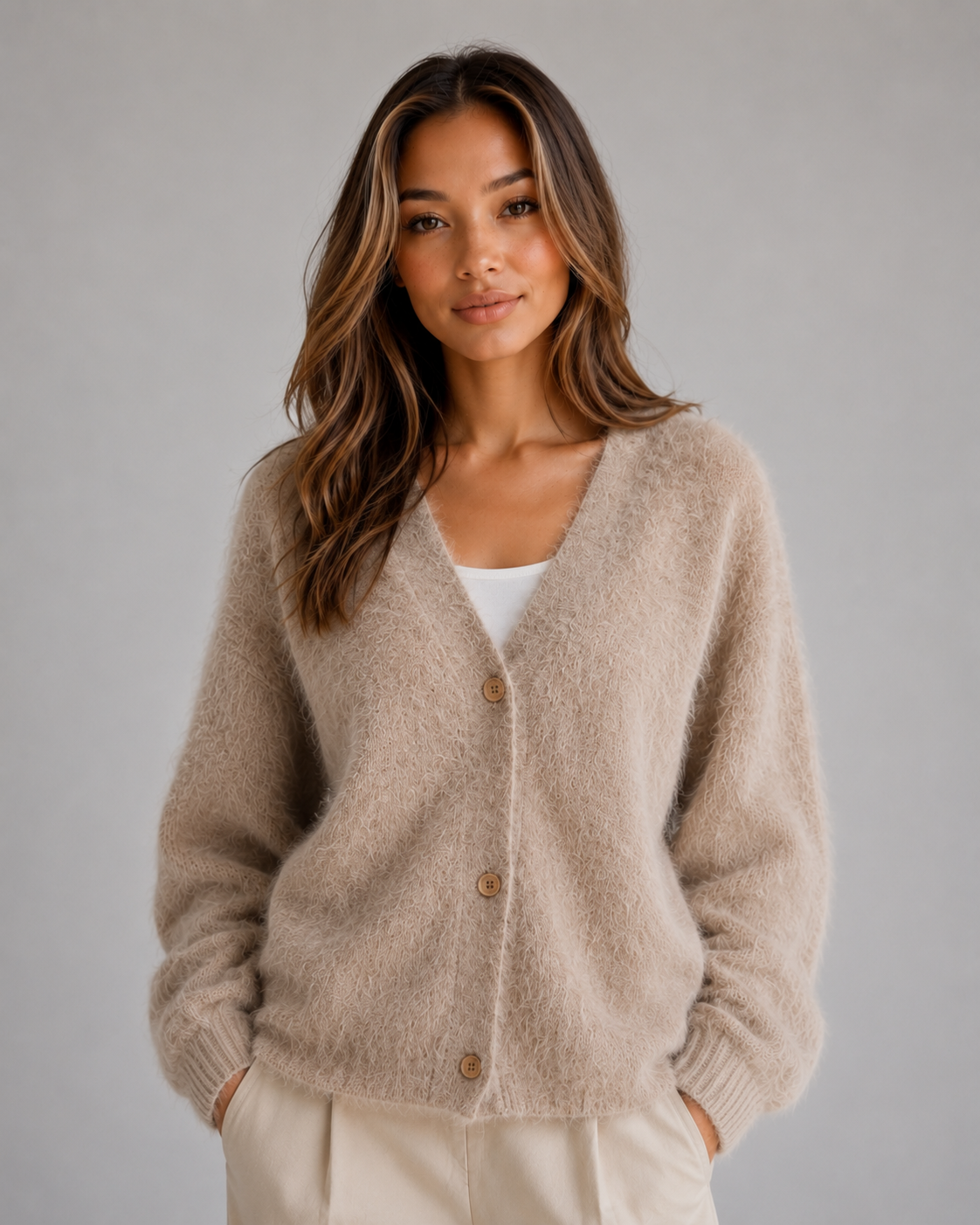 Women's Soft Knit Cardigan – Button Front V-Neck Sweater