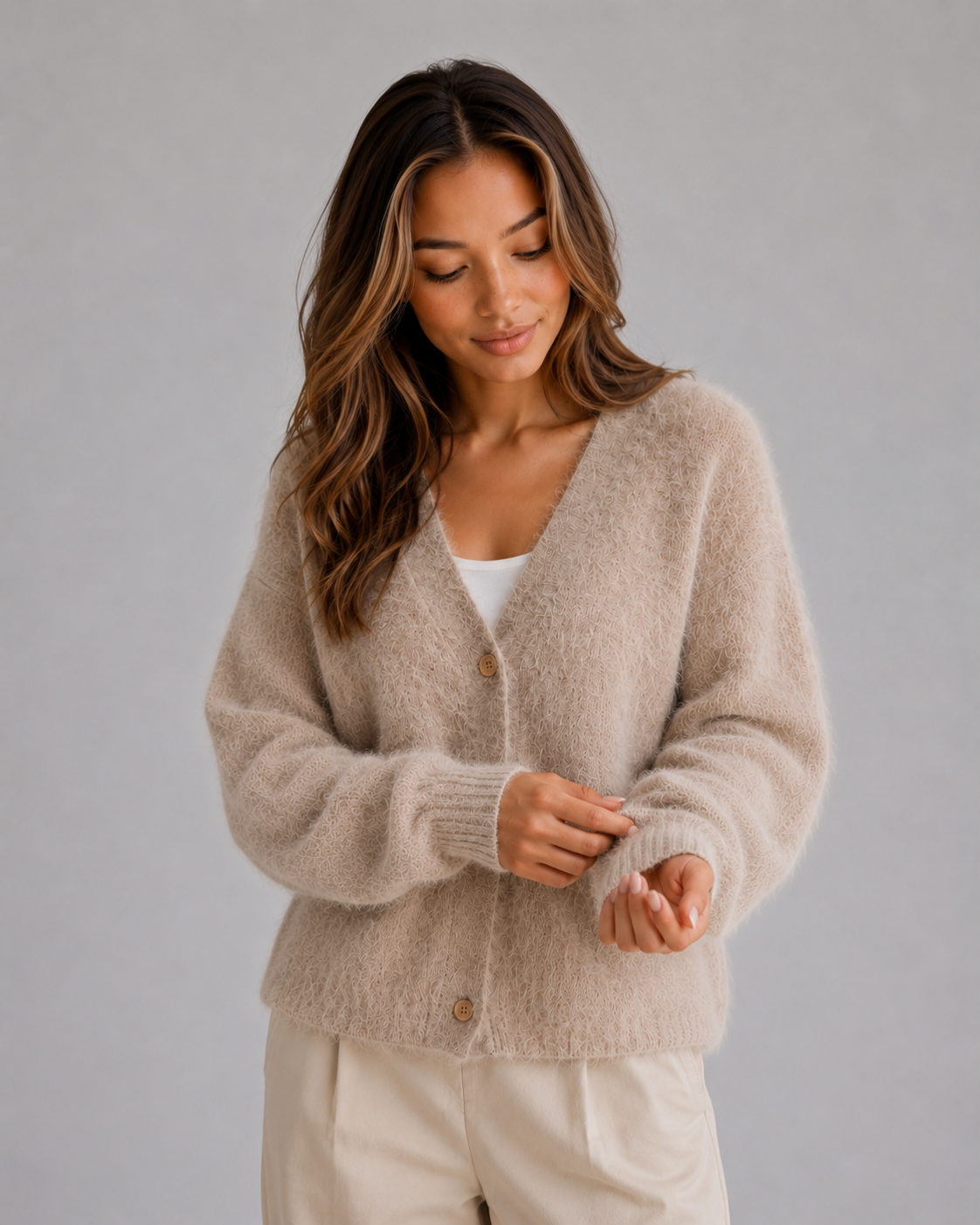 Women's Soft Knit Cardigan – Button Front V-Neck Sweater