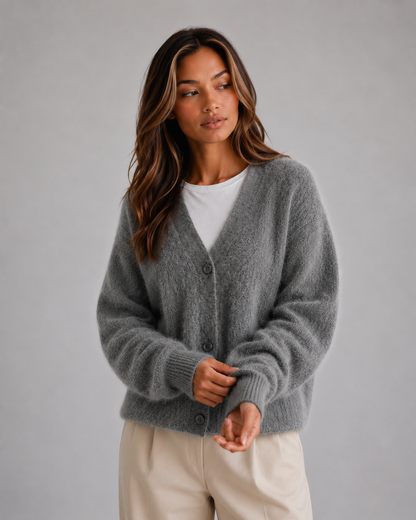 Women's Soft Knit Cardigan – Button Front V-Neck Sweater