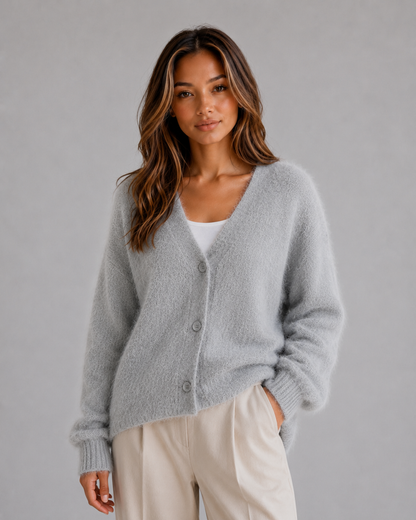 Women's Soft Knit Cardigan – Button Front V-Neck Sweater