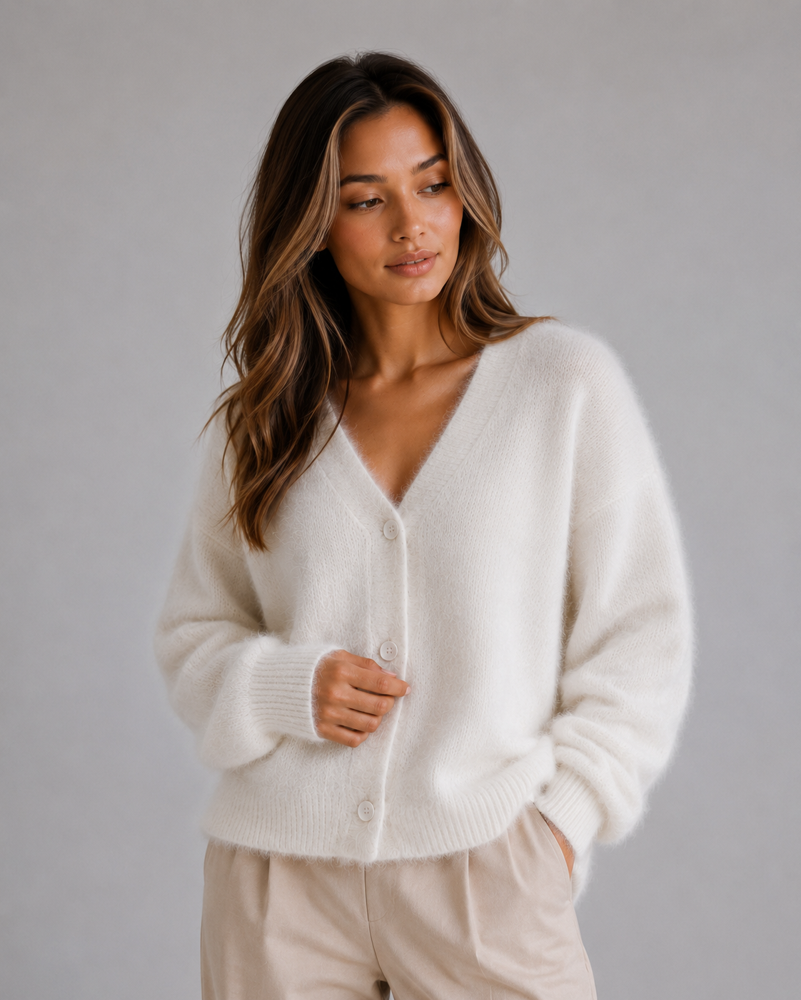 Women's Soft Knit Cardigan – Button Front V-Neck Sweater