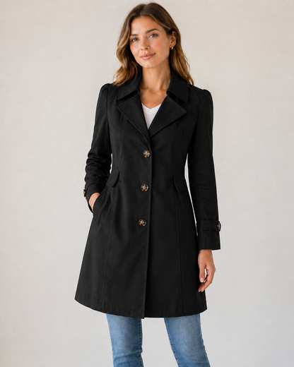 Women’s Tailored Trench Coat – Short Buttoned Fit