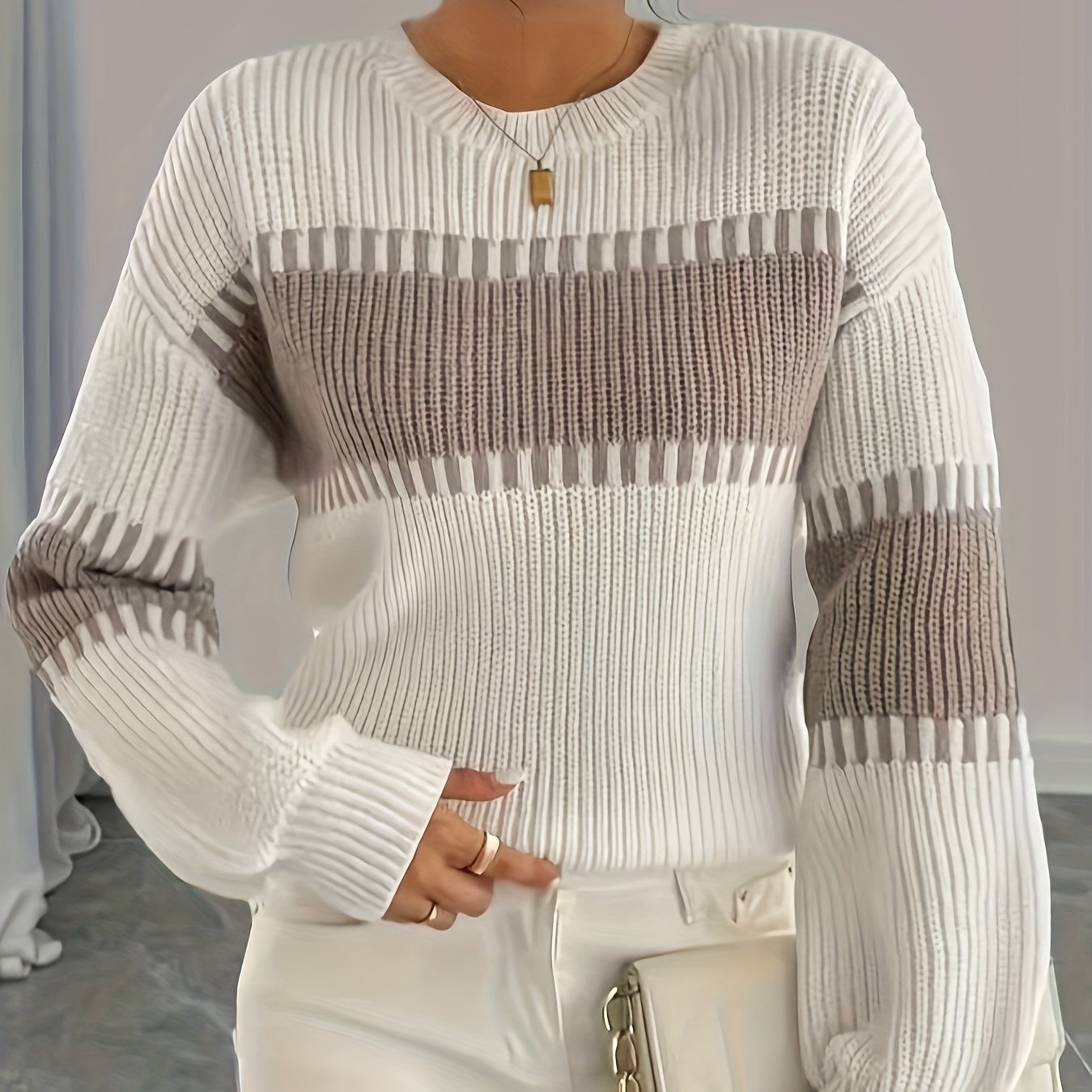 2025 New Women'S Autumn/Casual Striped Off-Shoulder Long Sleeve Sweater, Multicolor Stripes, Winter Women'S Wear, Suitable for Spring/Autumn Outerwear, Winter Inner Wear, Casual And Versatile Sweater