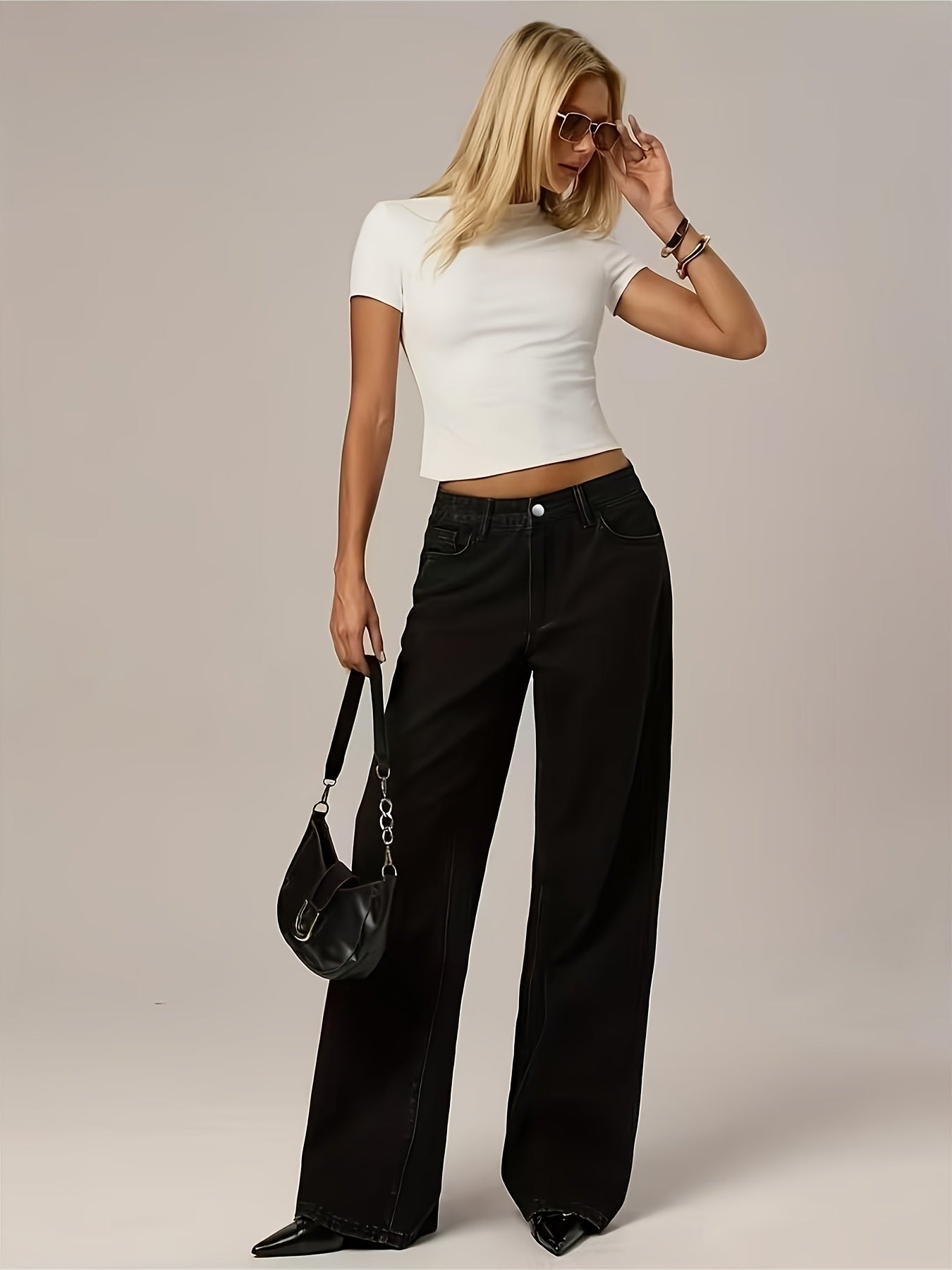 Summer New Low-Rise Light-Colored Straight Leg Loose Casual Office Commuter Women's Stretch Denim Jeans