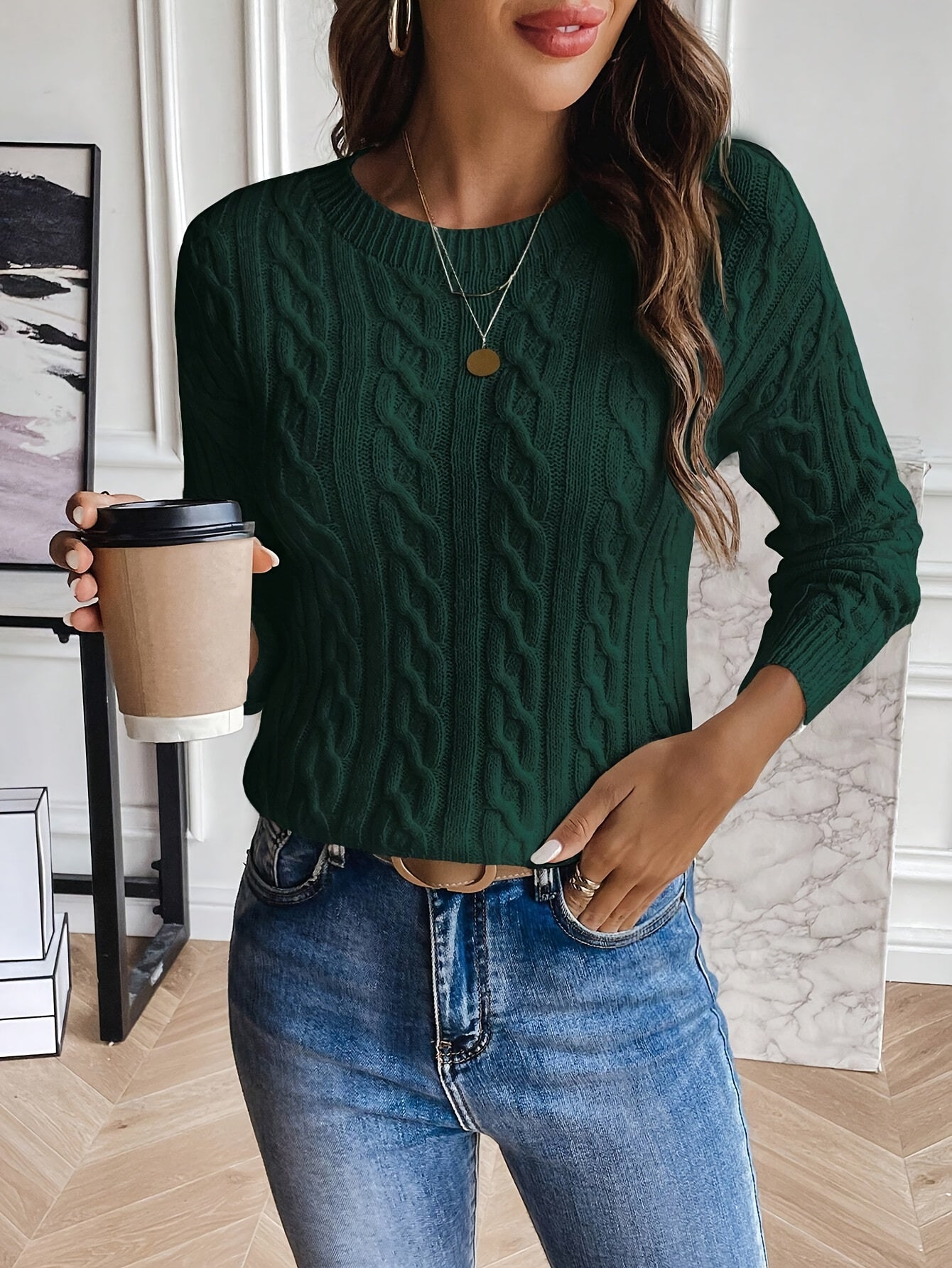 French-Style Chunky Drop Shoulder Sweater