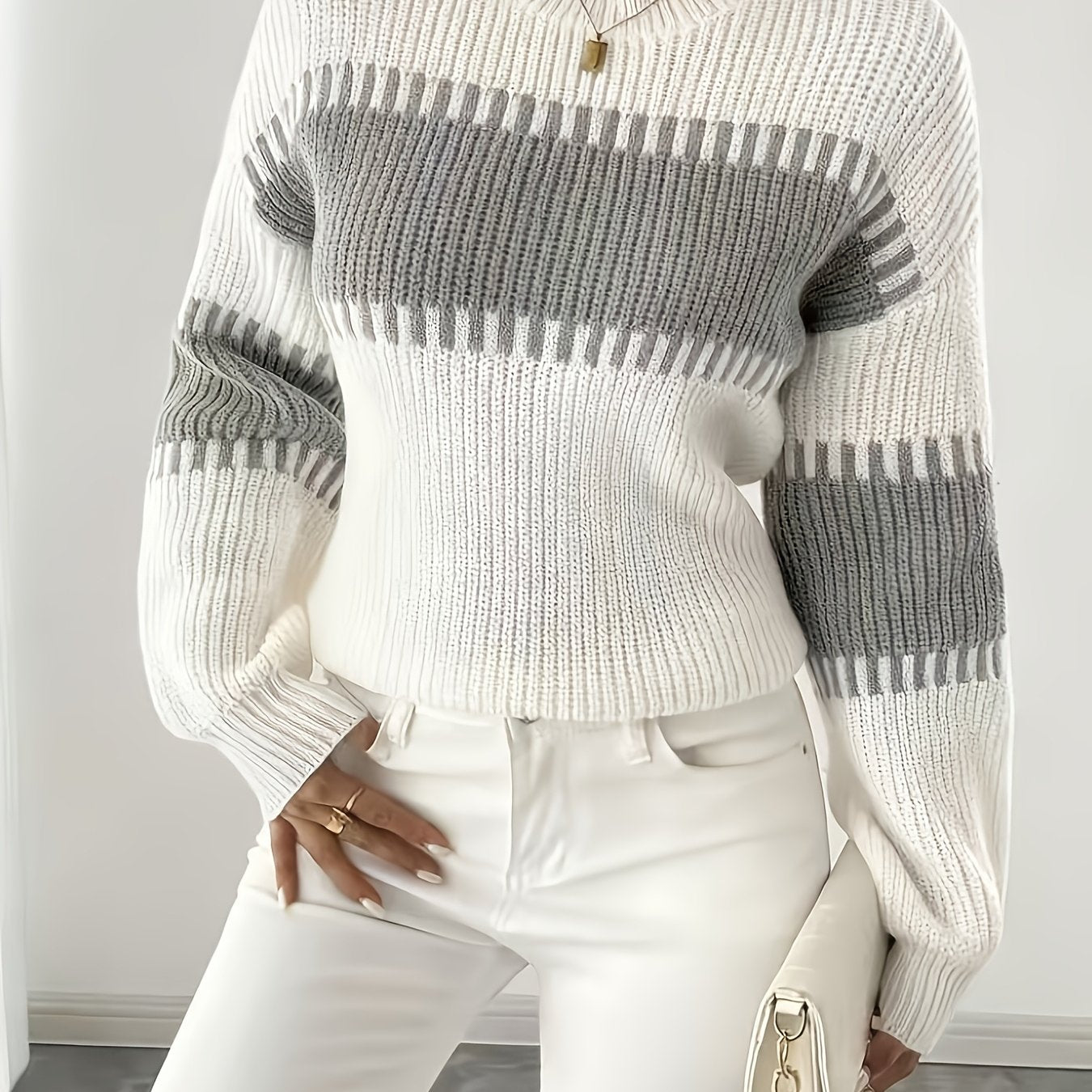2025 New Women'S Autumn/Casual Striped Off-Shoulder Long Sleeve Sweater, Multicolor Stripes, Winter Women'S Wear, Suitable for Spring/Autumn Outerwear, Winter Inner Wear, Casual And Versatile Sweater