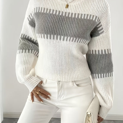 2025 New Women'S Autumn/Casual Striped Off-Shoulder Long Sleeve Sweater, Multicolor Stripes, Winter Women'S Wear, Suitable for Spring/Autumn Outerwear, Winter Inner Wear, Casual And Versatile Sweater